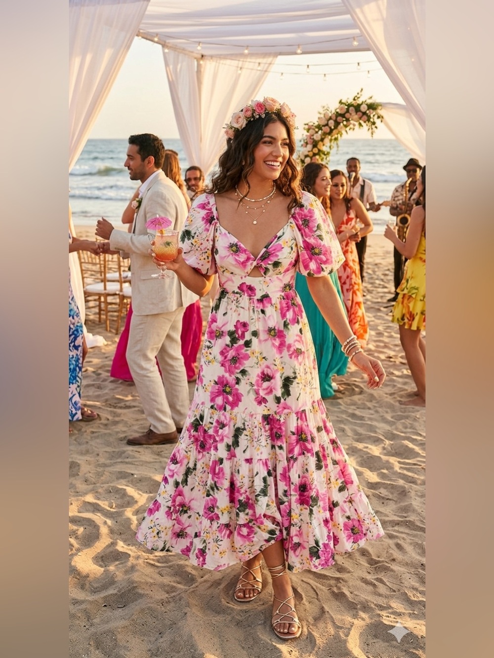 Abercrombie & Fitch tiered maxi dress with a pink floral print. Size small NWT